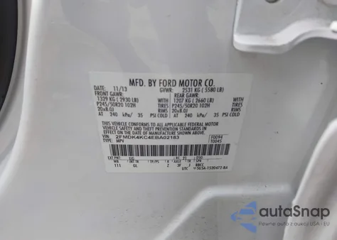 2014 Ford Edge Limited z USA, uszkodzony, nr VIN 2FMDK4KC4EBA02183